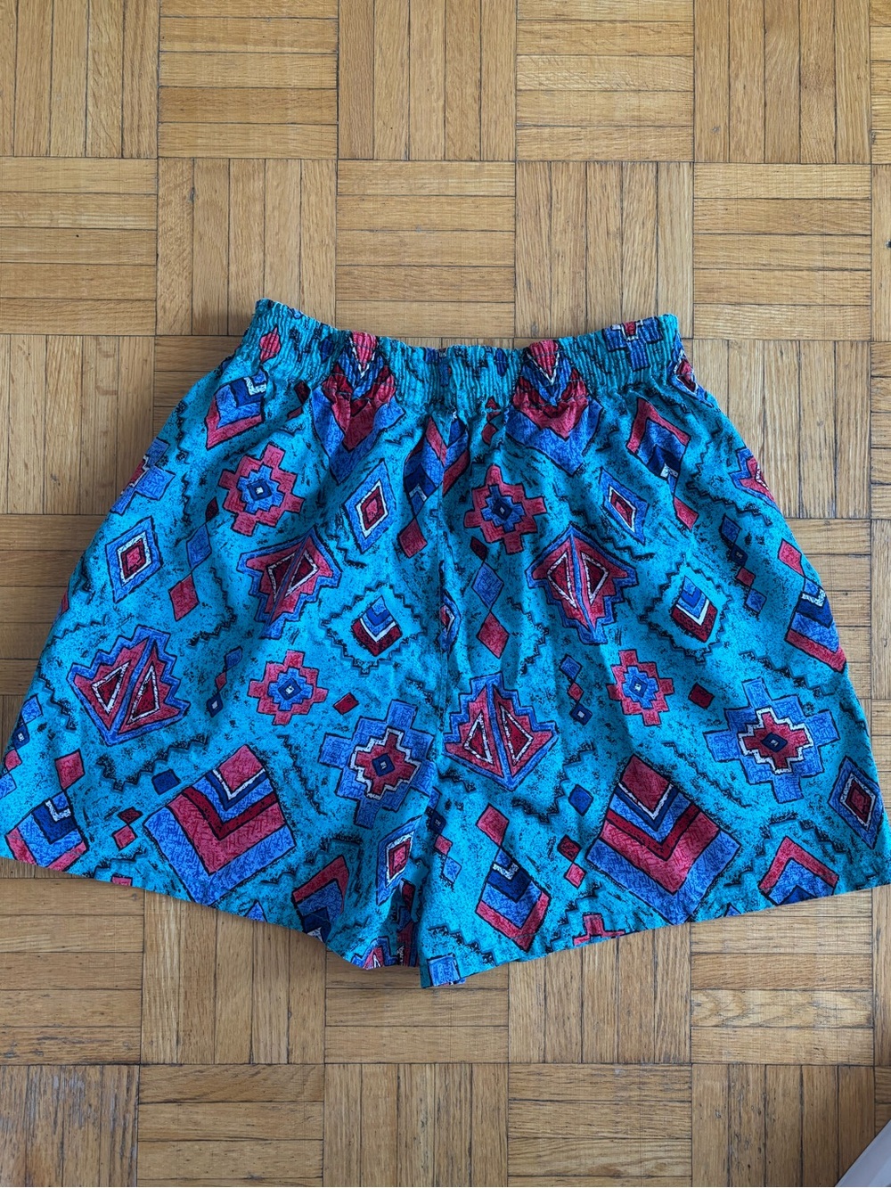 Turquoise Aztec Print Elastic-Waist Women's Shorts